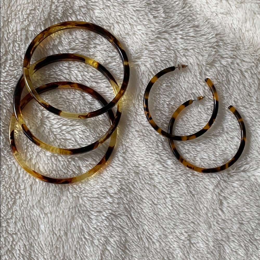 J.Crew tortoise bangles and earrings
